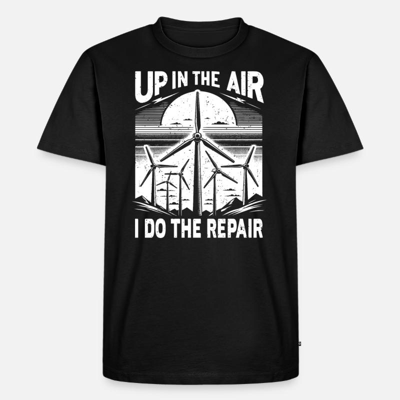 Windrad Kletterer Industriekletterer Geschenk - Männer Premium Bio T-Shirt - Schwarz