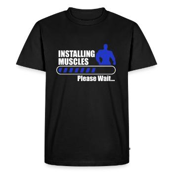 Installing muscles gym body building fitness - Männer Premium Bio T-Shirt - Schwarz - Vorne - Nico (187cm)