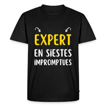 expert en siestes cadeau homme humour - T-shirt Premium bio Homme - noir - Devant - Nico (187cm)
