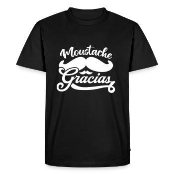 Moustache Gracias humour - T-shirt Premium bio Homme - noir - Devant - Nico (187cm)