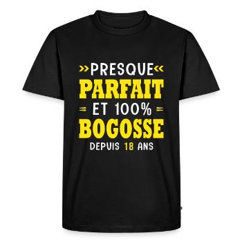 18 ans Parfait bogosse 18e anniversaire majorité - T-shirt Premium bio Homme - noir - Devant - Nico (187cm)