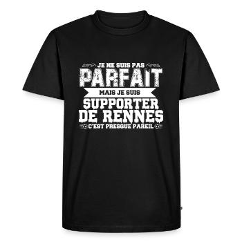 t shirt rennes foot parfait humour rennais homme - T-shirt Premium bio Homme - noir - Devant - Nico (187cm)