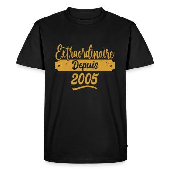 Extraordinaire Depuis 2005 | Cadeau Anniversaire - T-shirt Premium bio Homme - noir - Devant - Nico (187cm)