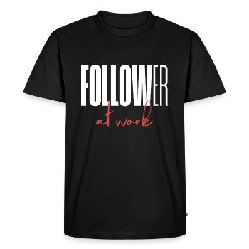 Follower at work - Men's Premium Organic T-Shirt - black - Front - Nico (187cm)