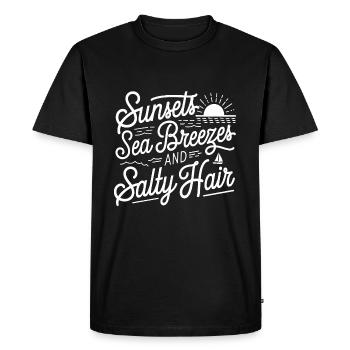 Vacances à la plage | Brise de mer salée - T-shirt Premium bio Homme - noir - Devant - Nico (187cm)