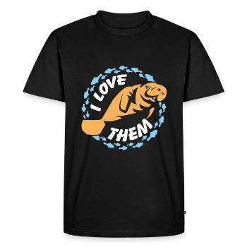 I love manatees, dugong in the Pisces Circle - Men's Premium Organic T-Shirt - black - Front - Nico (187cm)