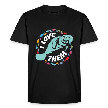 I love manatees - Men's Premium Organic T-Shirt - black - Front - Nico (187cm)