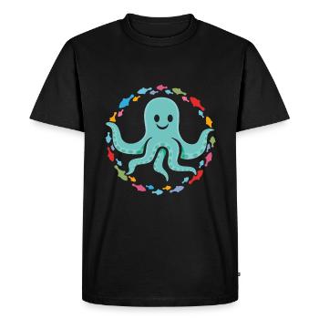 funny octopus in the colorful fish circle - Men's Premium Organic T-Shirt - black - Front - Nico (187cm)