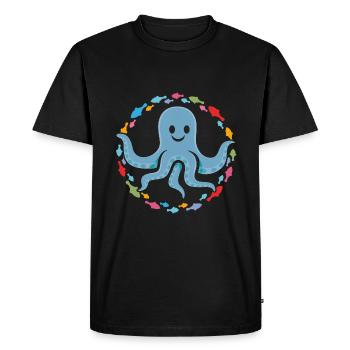funny octopus in the colorful fish circle - Men's Premium Organic T-Shirt - black - Front - Nico (187cm)