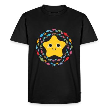 Petite étoile de mer douce dans le cercle de poissons coloré - T-shirt Premium bio Homme - noir - Devant - Nico (187cm)