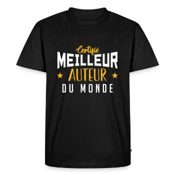 Certifié le meilleur Auteur du monde - T-shirt Premium bio Homme - noir - Devant - Nico (187cm)