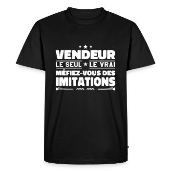 Vendeur le seul Vendeur le vrai Vendeur - T-shirt Premium bio Homme - noir - Devant - Nico (187cm)