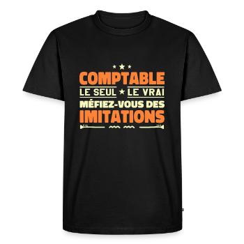 Comptable le seul. Comptable le vrai. Comptable - T-shirt Premium bio Homme - noir - Devant - Nico (187cm)