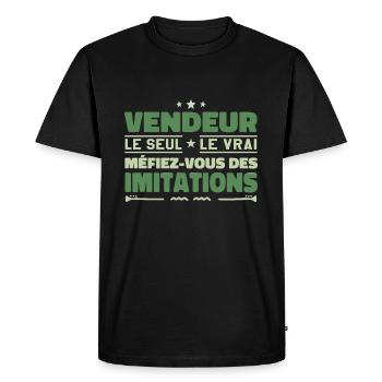Vendeur le seul Vendeur le vrai Vendeur - T-shirt Premium bio Homme - noir - Devant - Nico (187cm)