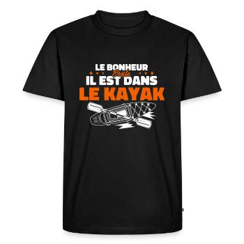 Le Bonheur Existe il Est Dans Le Kayak - T-shirt Premium bio Homme - noir - Devant - Nico (187cm)
