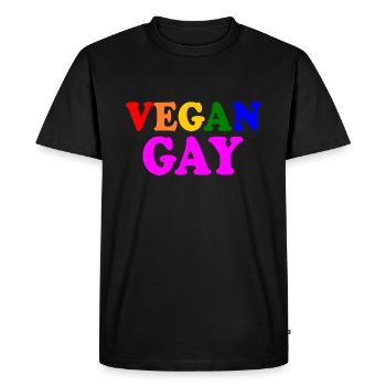 Vegan gay - T-shirt Premium bio Homme - noir - Devant - Nico (187cm)
