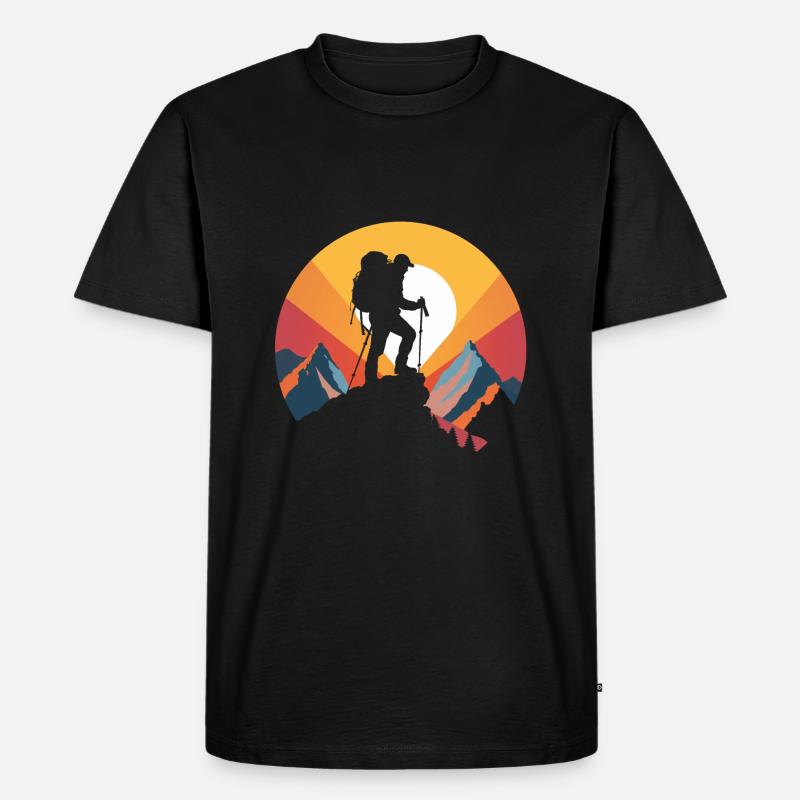 Bergwanderer - Männer Premium Bio T-Shirt - Schwarz