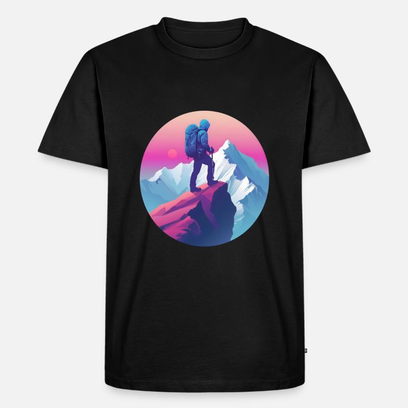 Bergwanderer - Männer Premium Bio T-Shirt - Schwarz