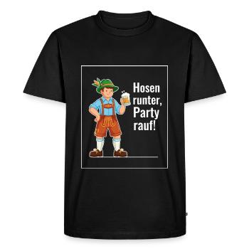 Pants down, party - Men's Premium Organic T-Shirt - black - Front - Nico (187cm)