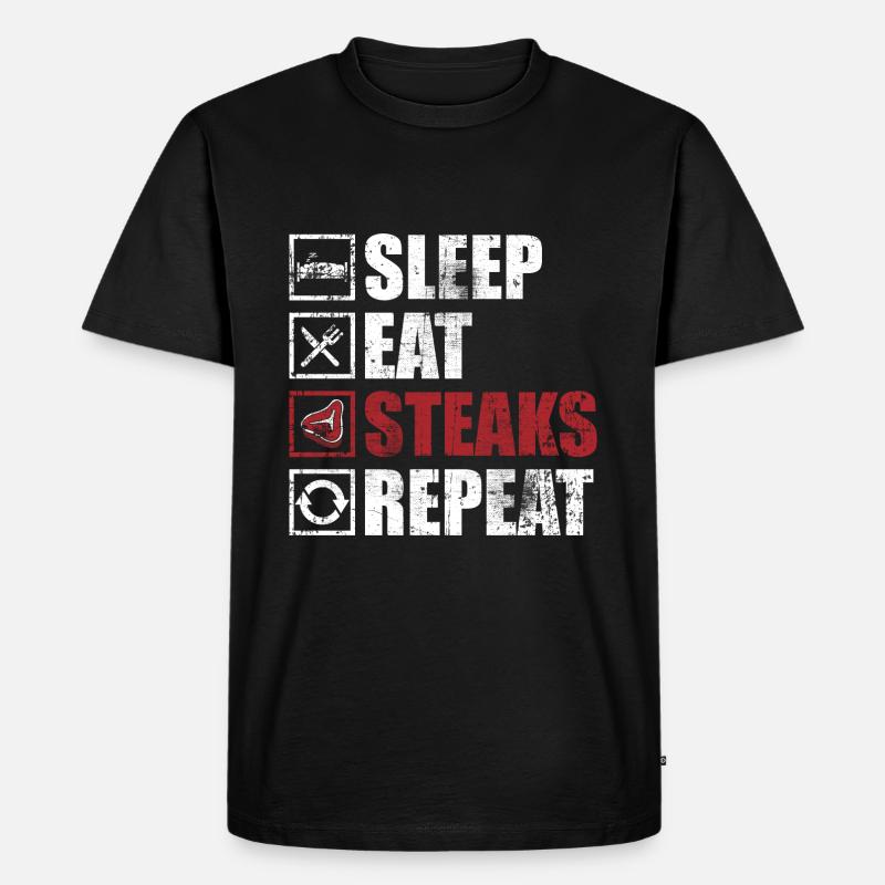Steak - Männer Premium Bio T-Shirt - Schwarz