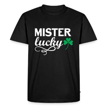 Monsieur Lucky - T-shirt Premium bio Homme - noir - Devant - Nico (187cm)