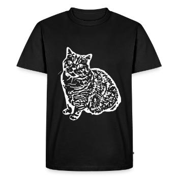 British Shorthair Chat Chat Noir Chats - T-shirt Premium bio Homme - noir - Devant - Nico (187cm)