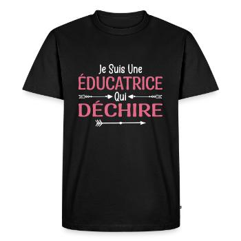 Je Suis Une Éducatrice Qui Déchire - T-shirt Premium bio Homme - noir - Devant - Nico (187cm)