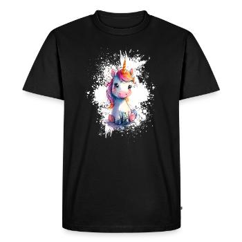 Bébé licorne - T-shirt Premium bio Homme - noir - Devant - Nico (187cm)