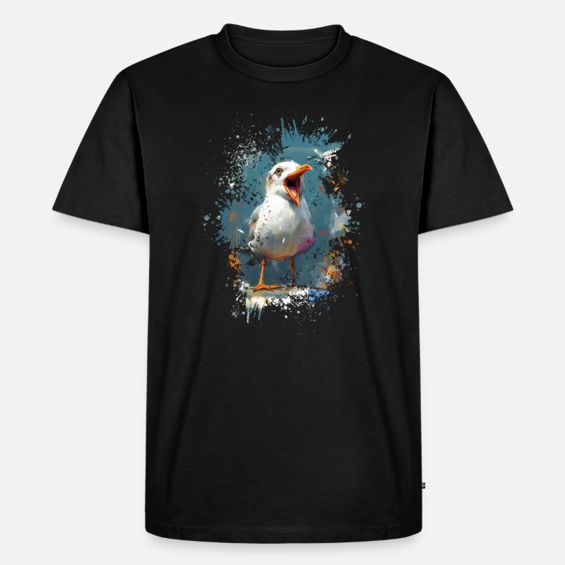 Kreischende Möwe - Männer Premium Bio T-Shirt - Schwarz