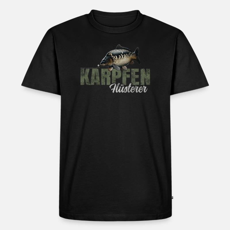 Karpfen Flüsterer - Männer Premium Bio T-Shirt - Schwarz