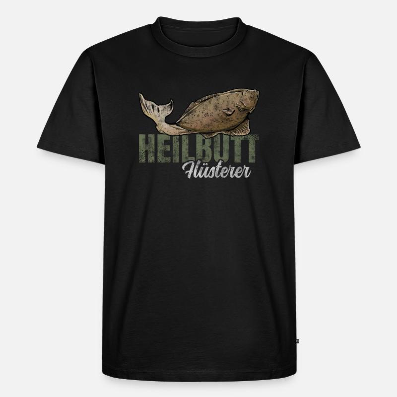 Heilbutt Flüsterer - Männer Premium Bio T-Shirt - Schwarz