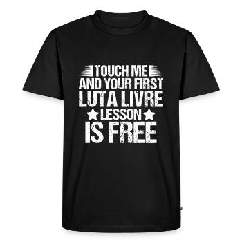 Touche-moi et ta première leçon de livre Luta - T-shirt Premium bio Homme - noir - Devant - Nico (187cm)