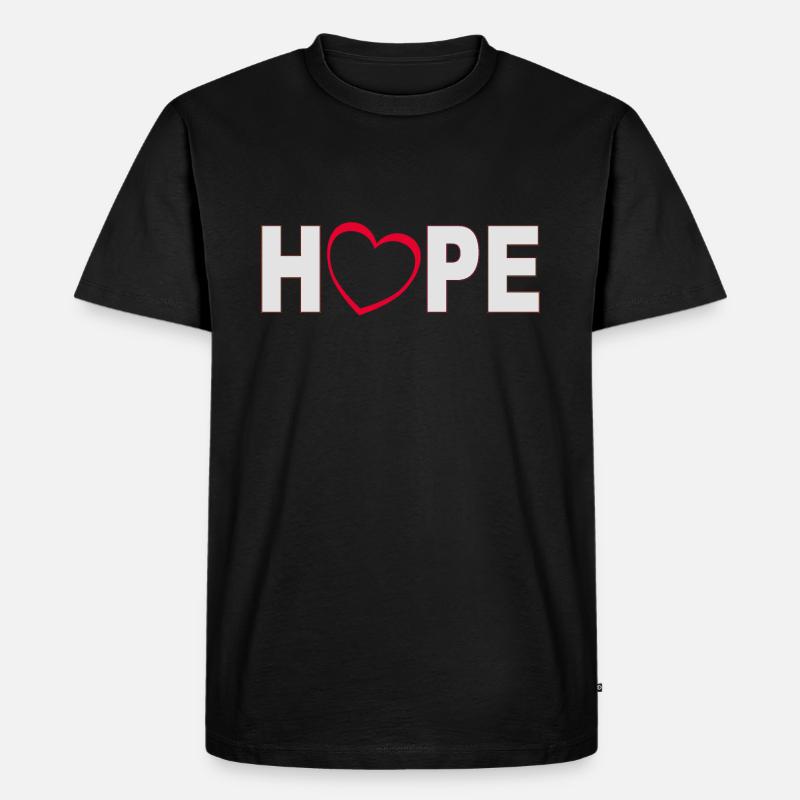 Hope mit Herz - Männer Premium Bio T-Shirt - Schwarz