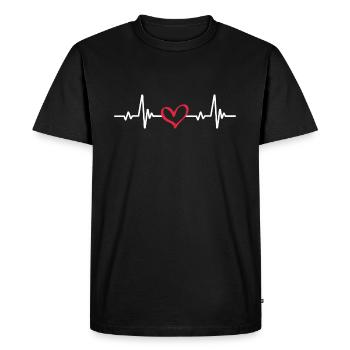 Battement De Coeur Avec Le Coeur - L'amour - T-shirt Premium bio Homme - noir - Devant - Nico (187cm)