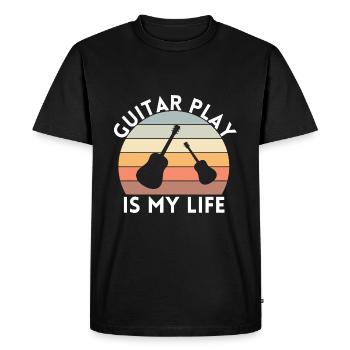 JOUER DE LA GUITARE EST MA GUITARE DE VIE - T-shirt Premium bio Homme - noir - Devant - Nico (187cm)