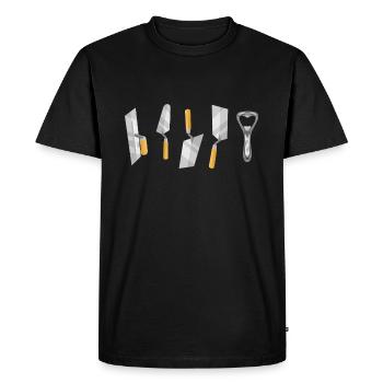 Maçonnerie artisan briques mortier truelle - T-shirt Premium bio Homme - noir - Devant - Nico (187cm)