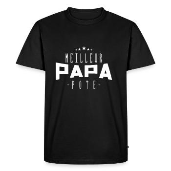 Meilleur Papa, Meilleur Pote | Fêtes des Pères - T-shirt Premium bio Homme - noir - Devant - Nico (187cm)
