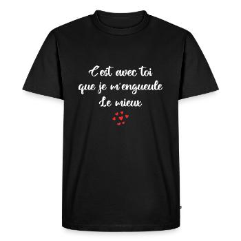 C'est avec toi que je m'engueule le mieux - T-shirt Premium bio Homme - noir - Devant - Nico (187cm)
