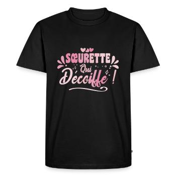 Meilleure Soeurette Qui Décoiffe Idée Cadeau Soeur - T-shirt Premium bio Homme - noir - Devant - Nico (187cm)