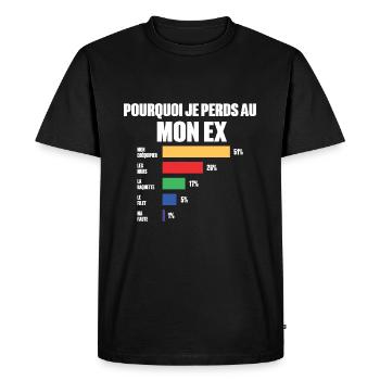 Maillot Mon Ex Perdant Humour - T-shirt Premium bio Homme - noir - Devant - Nico (187cm)