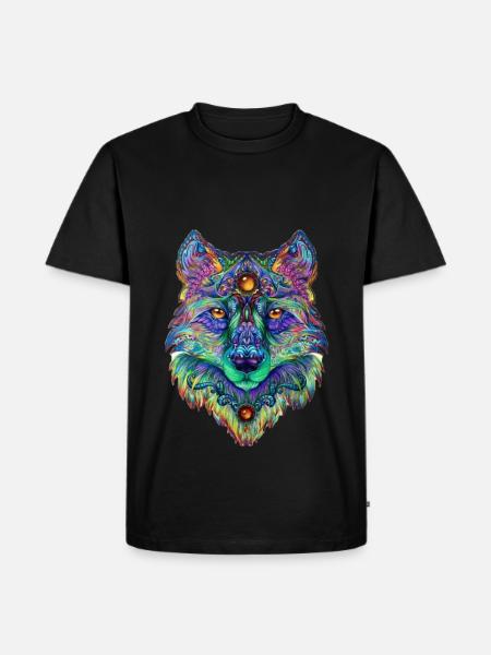 Wolfpack Geek wolf - Men's Premium Organic T-Shirt - black