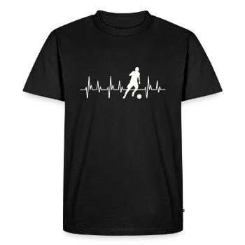 Fußball Herzschlag, Fußball, Fußballer, Fußball - Männer Premium Bio T-Shirt - Schwarz - Vorne - Nico (187cm)