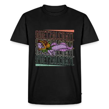 Quetzalcoatl Axolotl Mexique Divinité Aztèque - T-shirt Premium bio Homme - noir - Devant - Nico (187cm)