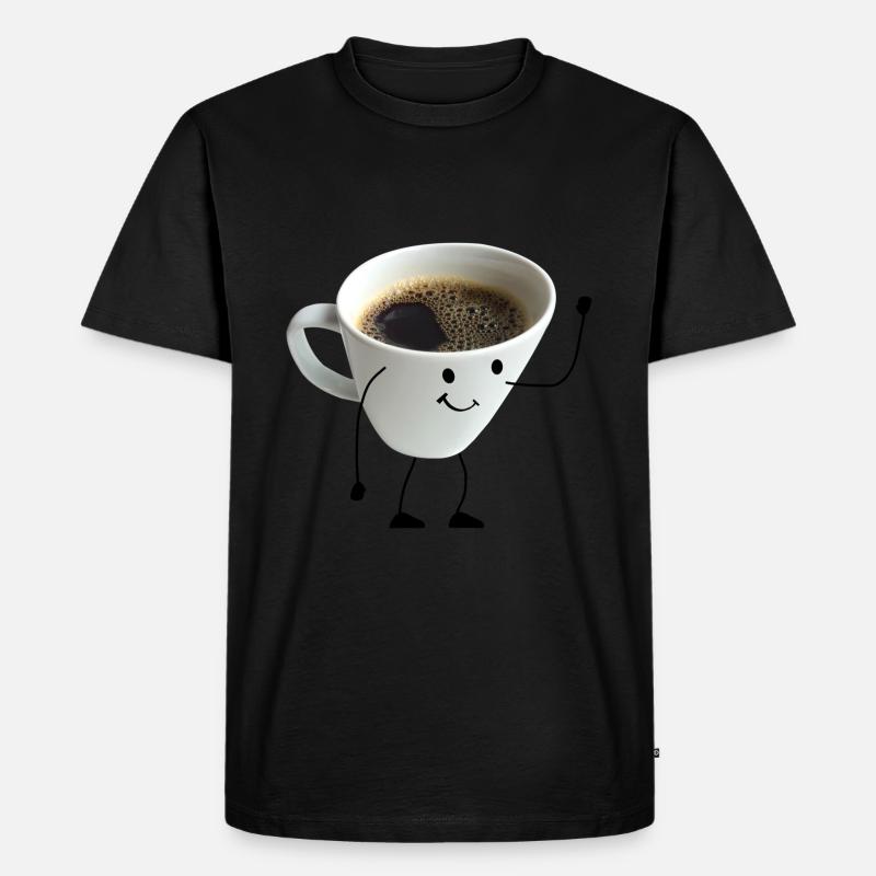 kaffee mit gesicht - Männer Premium Bio T-Shirt - Schwarz