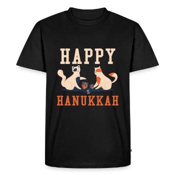 Chats Juifs de Noël Juif Joyeux Hanoukka - T-shirt Premium bio Homme - noir - Devant - Nico (187cm)