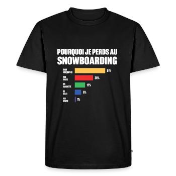 Maillot snowboarding je peux pas j'ai snowboarding - T-shirt Premium bio Homme - noir - Devant - Nico (187cm)