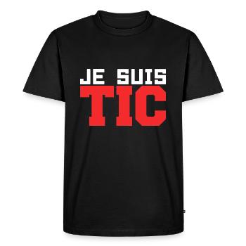 Je Suis TIC -TIC et TAC- TIC TAC Duo Drôle Cadeau - T-shirt Premium bio Homme - noir - Devant - Nico (187cm)