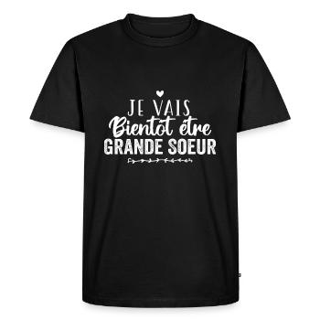 je vais bientôt être grande soeur - T-shirt Premium bio Homme - noir - Devant - Nico (187cm)