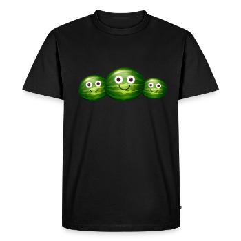 Famille,Melon,Pastèque,Melons - T-shirt Premium bio Homme - noir - Devant - Nico (187cm)