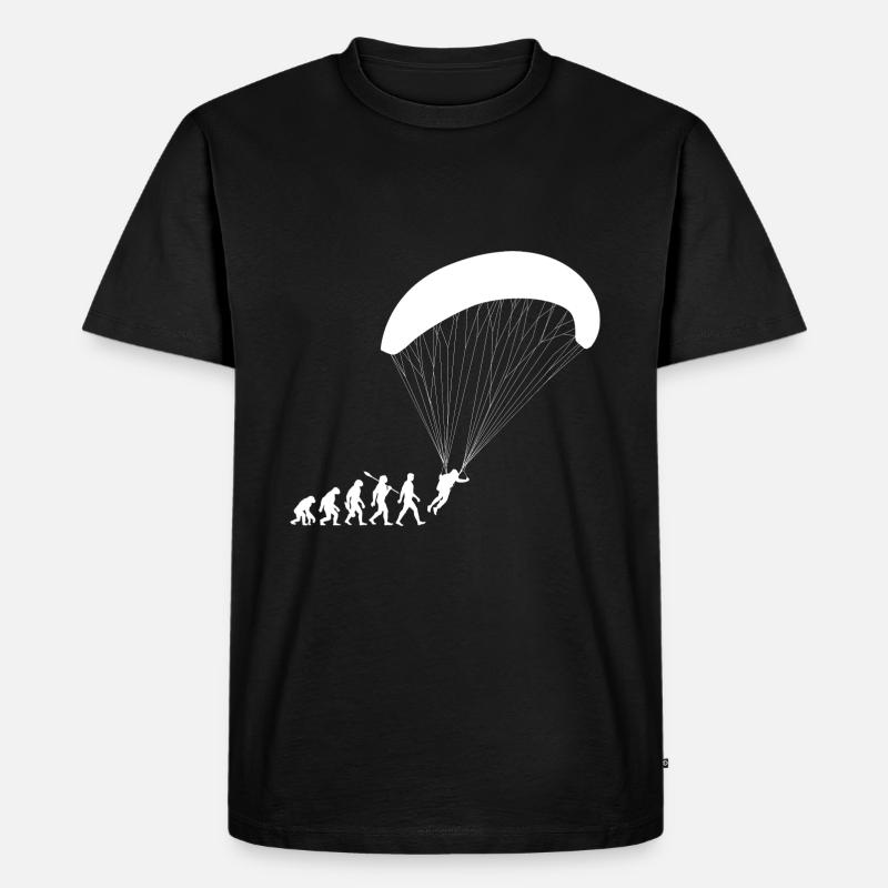 Evolution Gleitschirm Fliegen - Männer Premium Bio T-Shirt - Schwarz